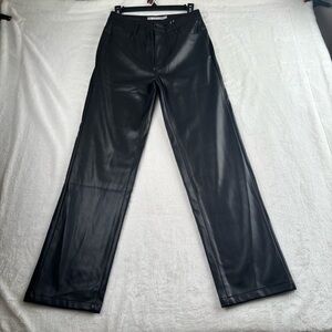 Tractr Faux Leather Pants Womens 4/27 Black Straight Leg New with Tags‎